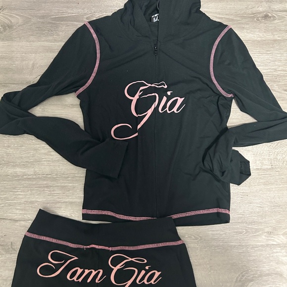 I.AM.GIA Other - I.AM.GIA Black Hoodie with Pink Script Logo